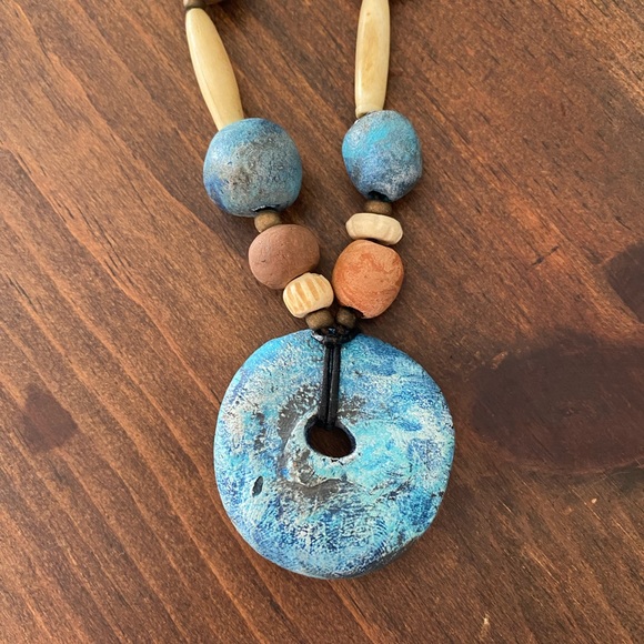 Handmade Necklace with Clay Beads - Picture 2 of 4
